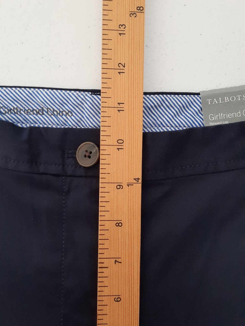 Talbots Solid Navy Blue Stretch Cotton Mid Rise Girlfriend Chino Pants size 12 - Picture 11 of 14